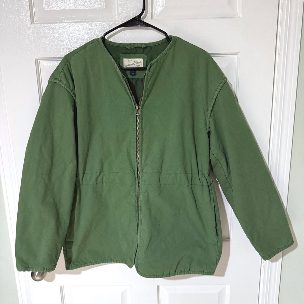 Universal Thread Green Quilted Zip Up Jacket Drawstring Waist Small
